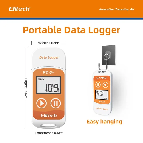 Miniatura 4 de Elitech RC-5+ Registrador de datos de temperatura USB PDF digital, grabador reutilizable, termómetro para refrigerador, 32000 puntos de alta Celsius