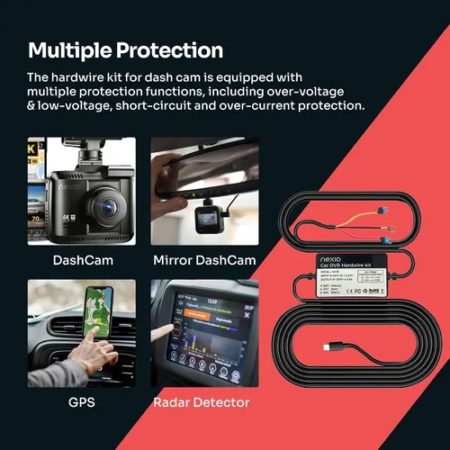 Miniatura 4 de NEXIO Acc Hardwire Kit HW05 Puerto tipo C, compatible con N5Pro Dashcam, 12 pies con kit de fusibles