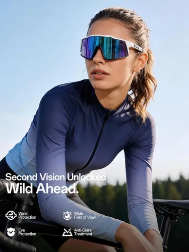 Miniatura 5 de KAPVOE Gafas polarizadas con 1 lente o 4 lentes de protección UV para mujeres y hombres, gafas de sol para ciclismo, marco TR90, para deportes