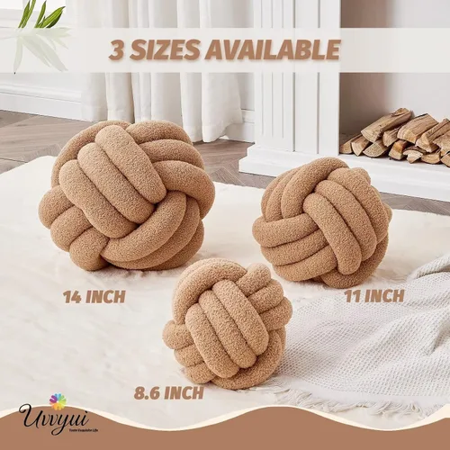 Miniatura 2 de Uvvyui - Almohada de nudo en forma de bola, almohadas decorativas suaves para el hogar, cojín redondo de arrojo, almohada de felpa anudada hecha a