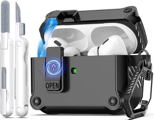 Miniatura 91 de R-fun - Funda para audífonos compatible con AirPods de 4.ª generación 2024, cubierta protectora de expulsión automática a prueba de caídas, puerto