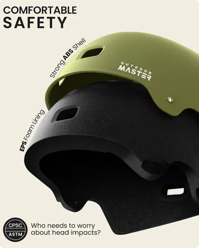Miniatura 2 de OutdoorMaster - Casco de patineta y ciclismo, dos forros extraíbles, ventilación, para varios deportes, scooter, patinaje en línea, patinaje