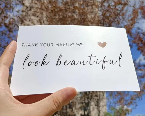 Miniatura 4 de Tarjeta de artista de maquillaje de boda, tarjeta de agradecimiento para peluquería, agradecimiento por hacerme lucir hermosa, tarjeta de boda
