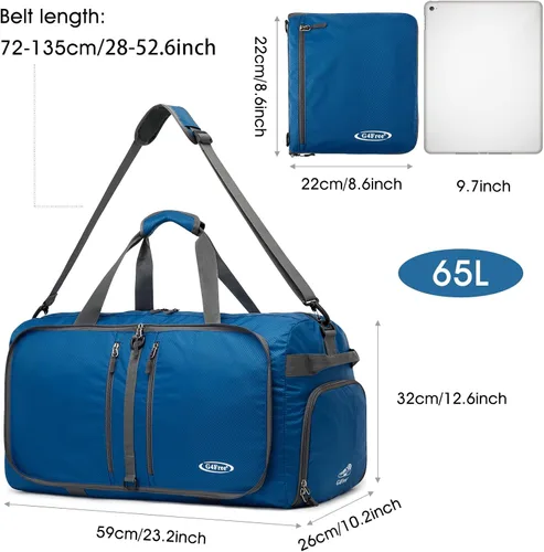 Miniatura 6 de G4Free, bolsa plegable, de lona, para viajar, liviana, de 22 pulgadas, para equipaje, deportes, gimnasio