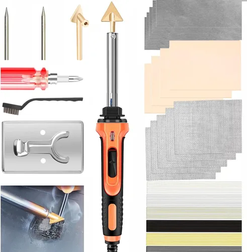 Soldador de plástico – Kit de soldadura de plástico de 100 W pistola de soldadura con 56 varillas de soldadura, herramienta profesional de Rojo