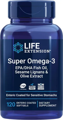 Life Extension Aceite de pescado Super Omega-3 EPA/DHA, lignanos de sésamo y extracto de oliva. Salud cardíaca, salud cerebral, apoyo para la salud