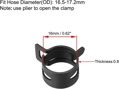 Miniatura 3 de uxcell Abrazadera de banda de acero de 0.630 in de diámetro interior, ajuste de manguera de 0.650-0.677 in de diámetro exterior tipo banda