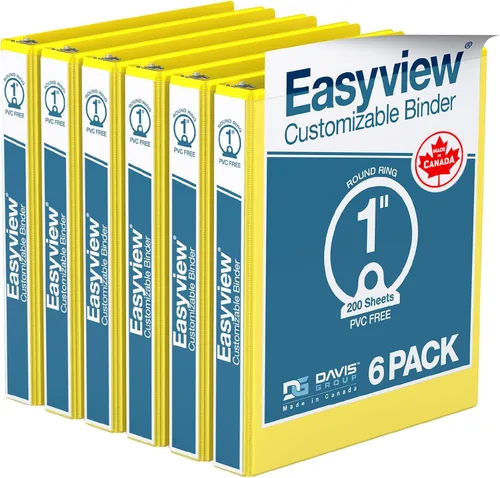 Miniatura 44 de Easyview - Carpetas prémium de 3 anillas con cubiertas transparentes y anillos redondos, carpetas para la escuela u oficina, 1 pulgada, paquete