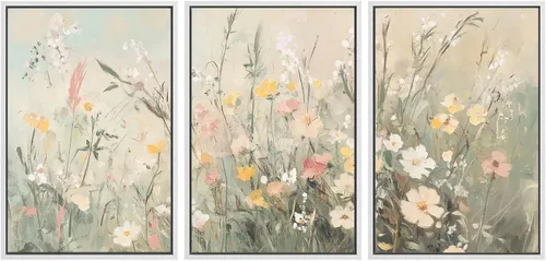 Miniatura 82 de SIGNWIN Lienzo enmarcado para pared, juego de arte de collage de hojas transparentes en blanco y negro, ilustraciones de naturaleza silvestre, arte