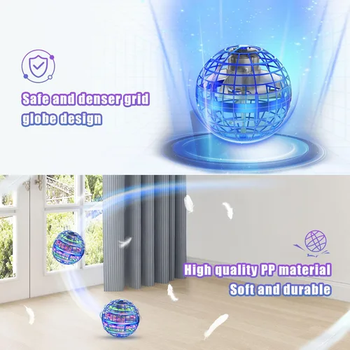 Miniatura 5 de XINHOME - Juguetes de bola de orbe volador con forma de globo, bumerán mágico, controlado a mano, mini dron con función de giro y levitación, luces