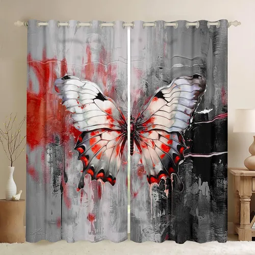 Miniatura 10 de jejeloiu Cortinas de oscurecimiento de libélula (2 paneles, 52 x 84 pulgadas), cortinas abstractas para dormitorio, sala de estar, arte moderno, 30%