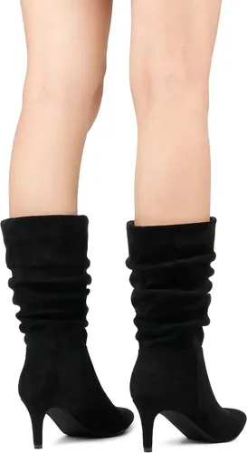 Miniatura 6 de JOY IN LOVE Botas de tacón bajo para mujer, botas holgadas de media pantorrilla