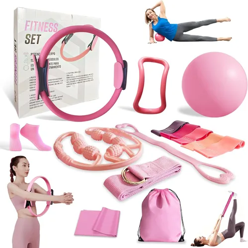 Kit de entrenamiento en casa de pilates Zuluro para mujeres, set de anillo y pelota de pilates Better Me, equipo esencial, con 5 bandas de