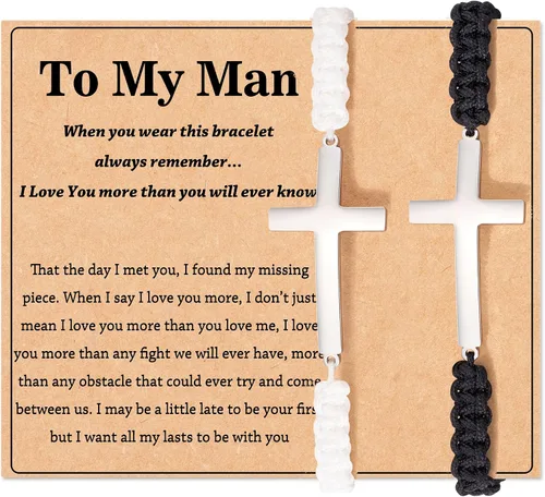 Miniatura 7 de Tarsus Pulseras cruzadas a juego para parejas, novio, marido, novia, esposa, hombres, mujeres, adultos, Pascua, Navidad, día de San Valentín