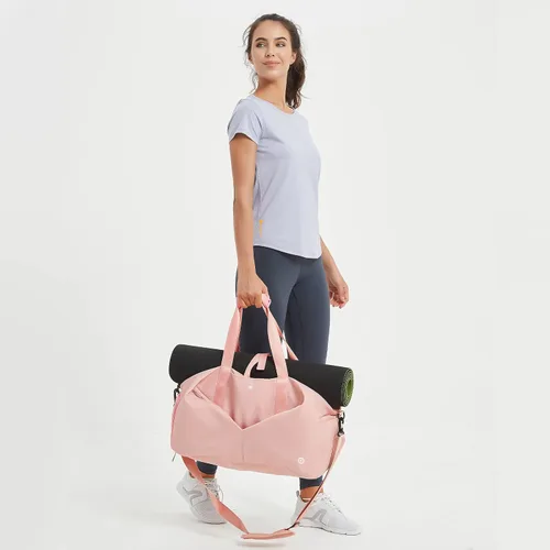 Miniatura 2 de Ceneda Bolsa de lona de gimnasio de 20 pulgadas con bolsillo húmedo para zapatos, portátil, bolsa de fin de semana, bolsa de viaje, bolsa de yoga