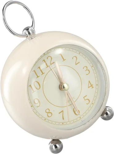Miniatura 4 de Reloj despertador vintage de metal de mesa de 3.5 pulgadas colgante para anillo de noche despertador simple silencioso sin tictac con luz nocturna