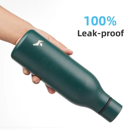 Miniatura 5 de Konokyo Botella de agua aislada con correa, botella de agua de acero inoxidable de 18 onzas de doble pared con aislamiento al vacío, frasco de Verde
