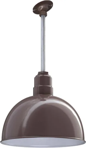 Miniatura 10 de Steel Lighting Co. Colgante de cuenco rosa Lámpara montada en el techo Cúpula de 15 pulgadas vástago de 12 pulgadas Estilo granero de acero