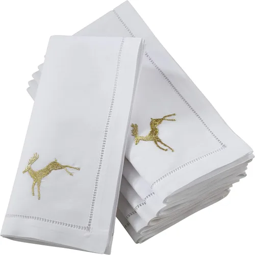 Miniatura 61 de Juego de 6 servilletas bordadas de magnolia hechas a mano con borde cosido