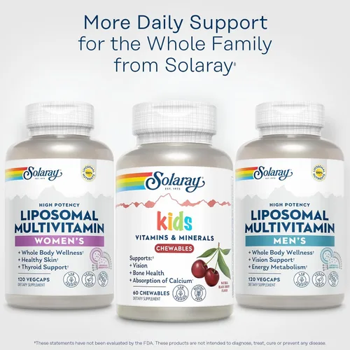 Miniatura 6 de SOLARAY Vitaminas y minerales para niños, multivitamínico completo para niños, gran sabor a cereza negra (076280047974)