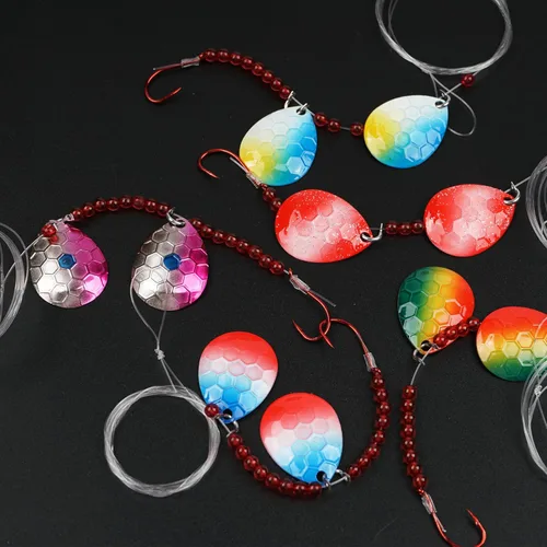 Miniatura 7 de OROOTL Walleye Rigs Kit, 6pcs Walleye Fishing Lures Crawler Harness Colorado Spinner Blade Pre-Rigged Live Bait Rigs Spinnerbaits Freshwater