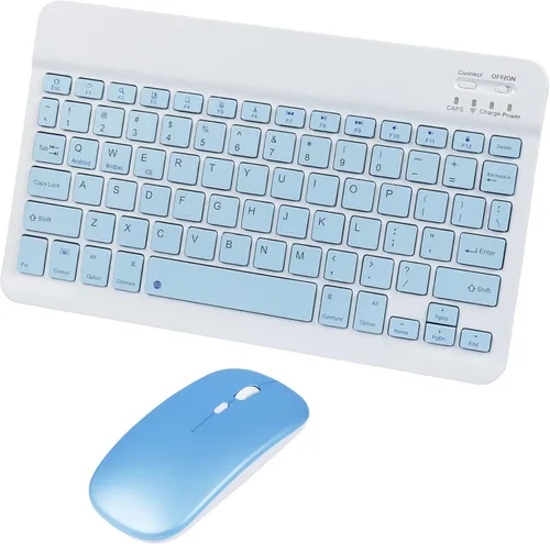 Miniatura 9 de Combo de teclado y mouse inalámbricos Bluetooth rosa, portátil, pequeña, delgada, compacta, ergonómica, de viaje, teclado inalámbrico para iPhone