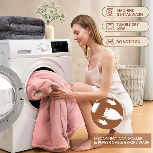 Miniatura 5 de Manta eléctrica individual de 62 x 84 pulgadas – Manta eléctrica suave y acogedora de primera calidad con 6 niveles de calefacción, manta Sherpa
