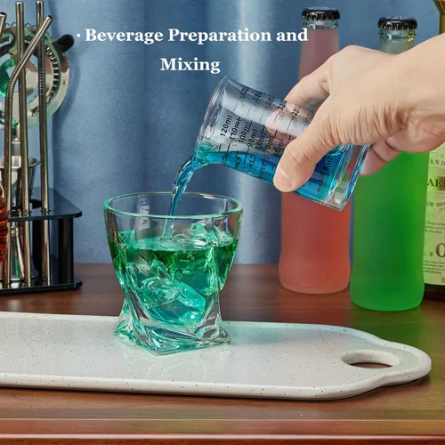 Miniatura 7 de Ackers - Vaso medidor de vidrio de 4 onzas, vaso de chupito de borosilicato con boquilla en forma de V (paquete de 2)