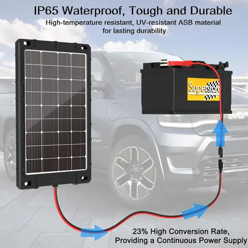 Miniatura 6 de Kit de panel solar de 20 W y 12 V con controlador mejorado para aplicaciones de automóviles, caravanas, motocicletas y marinas