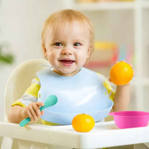 Miniatura 7 de GET FRESH Juego de cucharas y tenedores para niños, paquete de 8 utensilios sin melamina para niños pequeños, juego de cubiertos reutilizables aptos