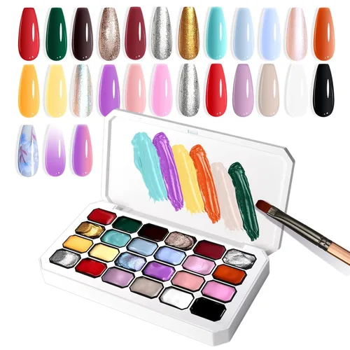 Miniatura 28 de Gel de Pintura con Degradado, 12 Colores Brillantes de Esmalte de Uñas en Gel Ombré para Uñas con Pigmento Pat Aura, Manicura Francesa DIY, Arte