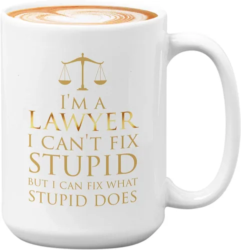 Bubble Hugs Lawyer - Taza de café de 15 onzas, color blanco – I'm A lawyer I Can't Fix Stupid – Funny Witty Attorney US Court Feminist Law Juez