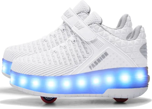 Miniatura 19 de AIkuass Zapatos con ruedas LED y USB recargables, zapatillas de patinaje con luces para niños y niñas