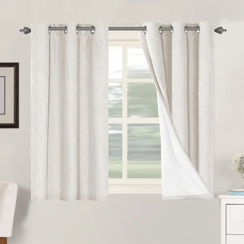 Miniatura 203 de H.VERSAILTEX Cortinas opacas de lino de 72 pulgadas de largo, 100% absolutamente opacas, con aislamiento térmico, con textura de lino, cortinas
