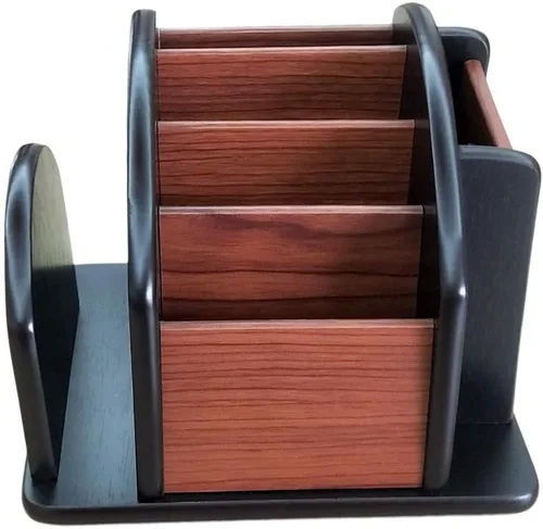 Carrito giratorio de control remoto, soporte de pluma de madera para escritorio, suministros de oficina, almacenamiento de papelería, organizador de