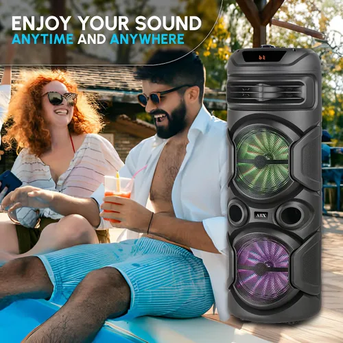 Miniatura 8 de Audiobox ABX-2900R - Altavoz Bluetooth dual de 8 pulgadas para fiesta, peso ligero con luces RGB, sonido de doble canal para fiestas, DJ, listo