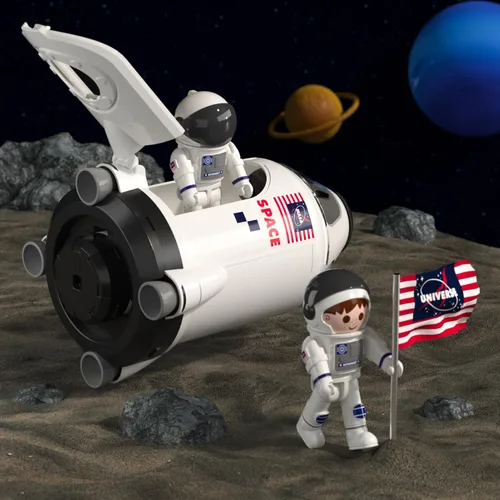 Miniatura 6 de Transbordador espacial, cohete de juguete para niños de 3, 4, 5, 6, 7, 8 y 9 años, juguetes educativos 5 en 1 de ciencia STEM aeroespacial con 2