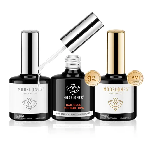 Miniatura 28 de Modelones Esmalte de uñas en gel con purpurina, acabado brillante ultra fino blanco con aurora, purpurina transparente, acabado brillante con A1