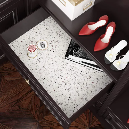 Miniatura 4 de Livelynine Papel de contacto de terrazo blanco con aspecto de granito, impermeable, para despegar y pegar, encimeras para cocina y baño, cubiertas