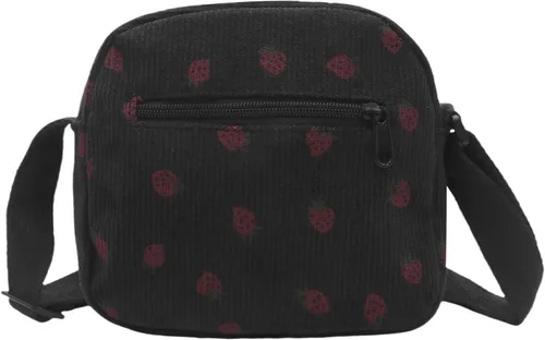 Miniatura 30 de Bolso cruzado de pana de fresa para mujeres y niñas, bonito bolso de mano con diseño de fresa, bolso de mensajero pequeño, bolso de hombro