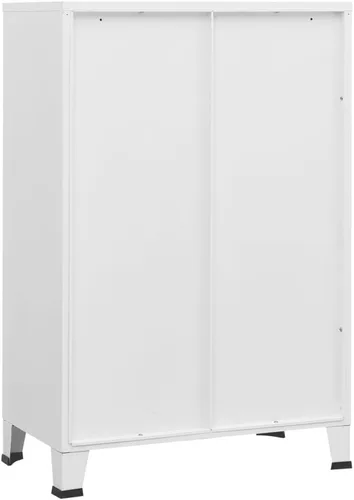Miniatura 6 de Cabient de almacenamiento de metal de estilo industrial con 2 estantes, archivador de acero blanco con 6 puertas para oficina en casa, garaje