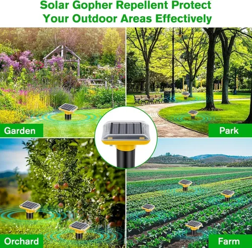 Miniatura 7 de Repelente ultrasónico de topos al aire libre, paquete de 6 repelentes solares para césped y jardín, trampas impermeables para matar topos, repele