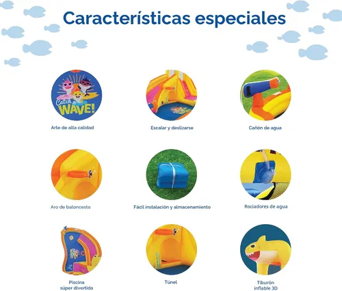 Miniatura 3 de Funormous Baby Shark - Casa de rebote con tobogán húmedo o seco, tobogán acuático inflable Pink Fong, diversión de tobogán acuático curvo