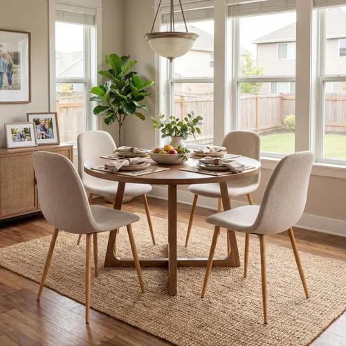 Miniatura 9 de FurnitureR Silla de comedor moderna tapizada de cuero de mediados de siglo, silla de comedor sin brazos con patas de metal negro, ahorro de espacio