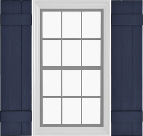 Board & Batten - Persianas de vinilo (1 par) | 11 x 31 pulgadas (3 tablas) – Cielo nocturno azul marino | Persianas exteriores | Incluye accesorios
