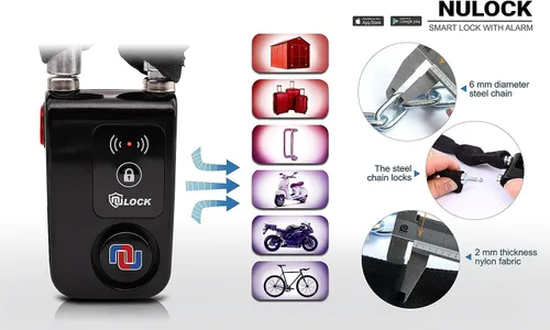 Miniatura 5 de Nulock - Cerradura de bicicleta Bluetooth sin llave IP44 a prueba de salpicaduras con alarma de 110 db, 0.38 pulgadas de diámetro, 24 pulgadas