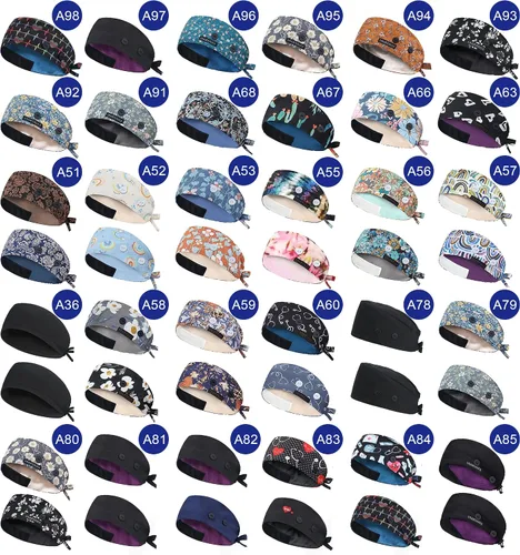 Miniatura 7 de ABAMERICA Gorras de trabajo con botón y banda para el sudor, sombreros de trabajo ajustables para mujeres y hombres, talla única