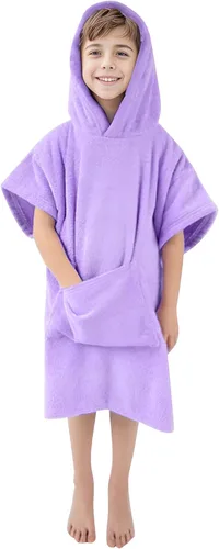 Miniatura 9 de MissShorthair Toalla Poncho para niños, toalla de playa con capucha para niña y niño, poncho de surf, bata de baño, toalla de baño de microfibra