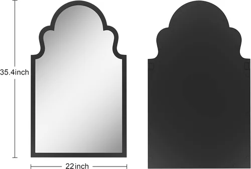 Miniatura 2 de Espejo de baño negro de 36 x 22 pulgadas, espejo de tocador de baño arqueado para pared con marco de metal, antioxidante, espejo decorativo de arco