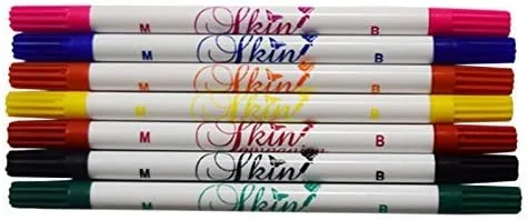 Marcador para tatuaje, doble punta para piel, 6+1 gratis, paquete multicolor